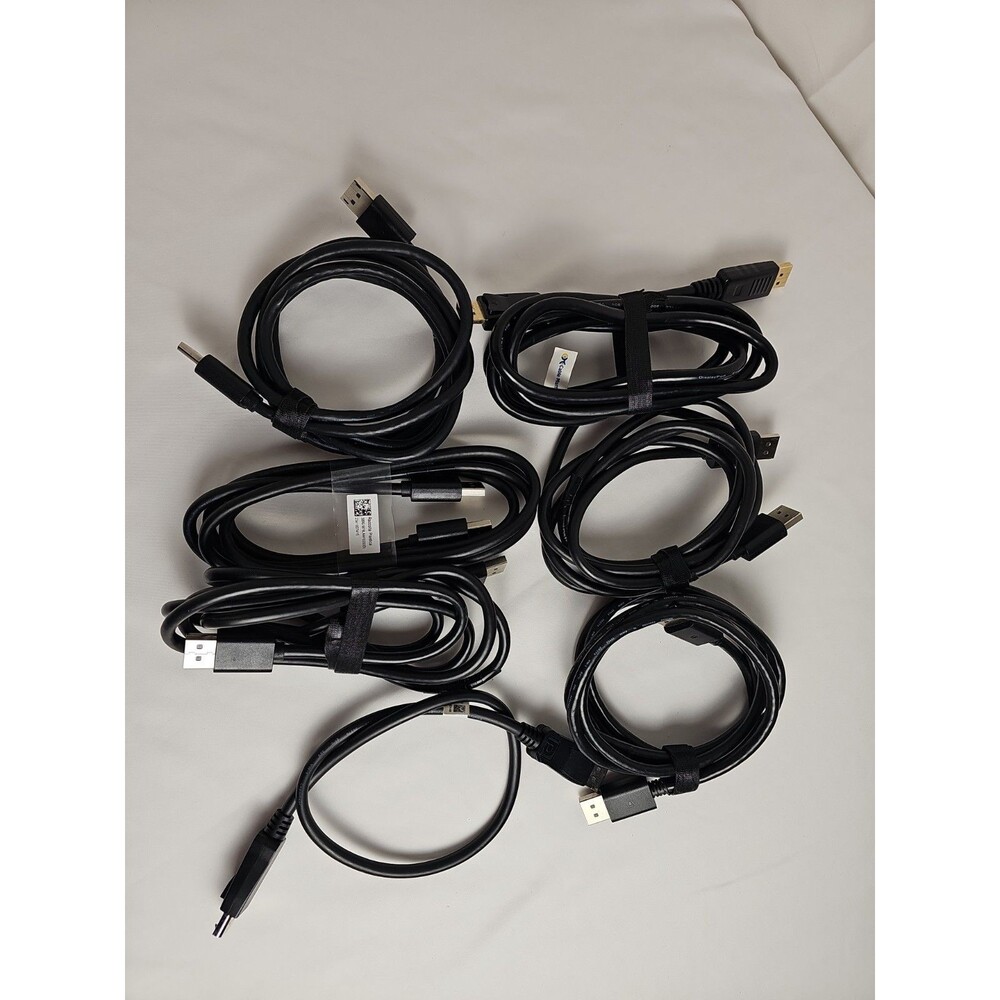 Lot of 7 DisplayPort Cables 6x 6ft & 1x 1ft Tested Working Video Cables